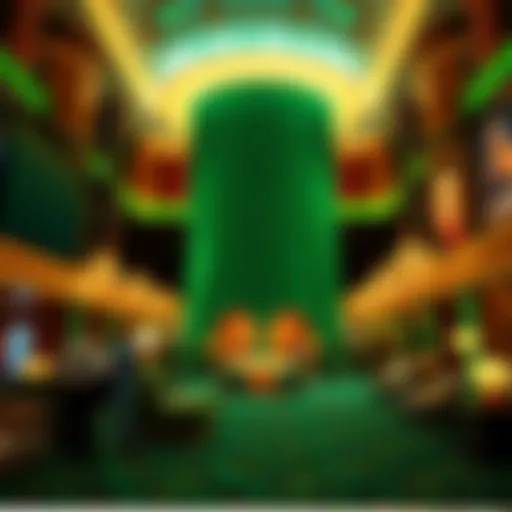 Luxurious lobby of MGM Grand with vibrant green decor