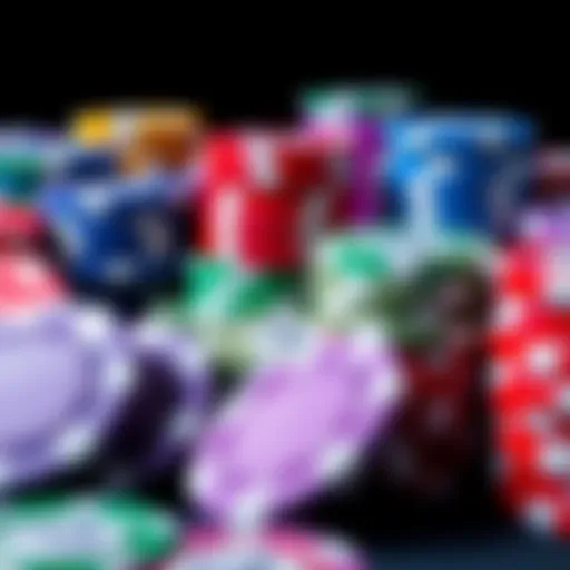 An array of colorful poker chips showcasing various denominations