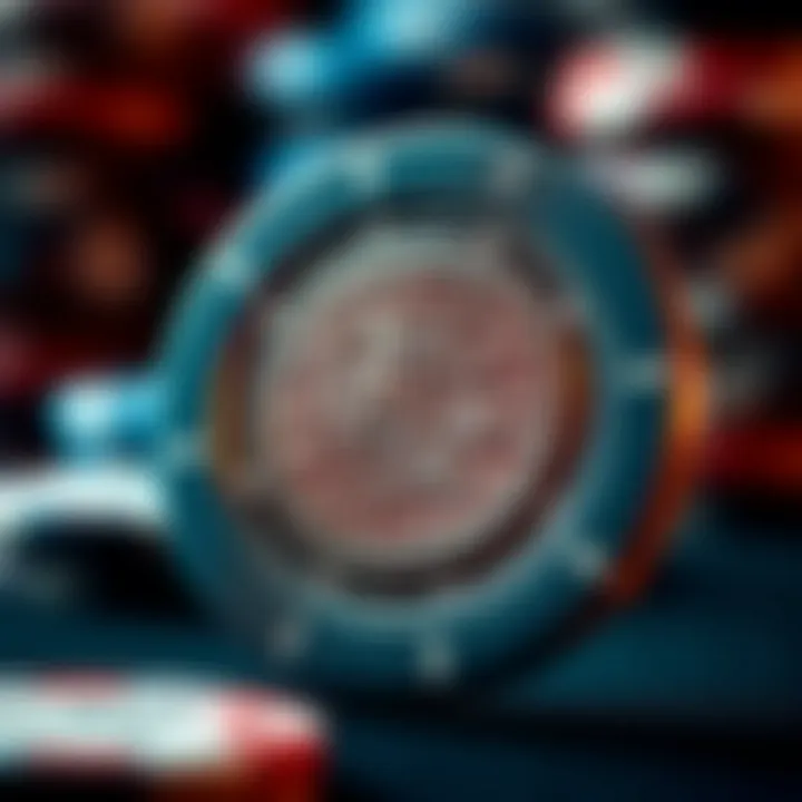 Close-up of a poker chip highlighting its intricate design