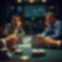 A strategic card game scene illustrating the concept of doubling down